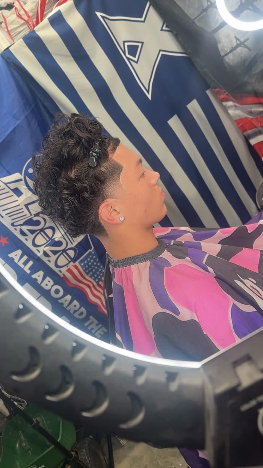 Curly top with taper fade by Blessed by RB